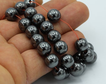 10 Perles En Hématite Facettées - Lot De 10 Boules 8mm - Pierre Naturelle Pour Création De Bijoux