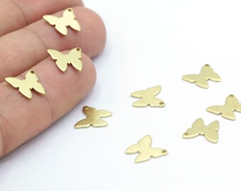 10mm Raw Brass Butterfly Charms, mini raw brass butterfly - RAW475
