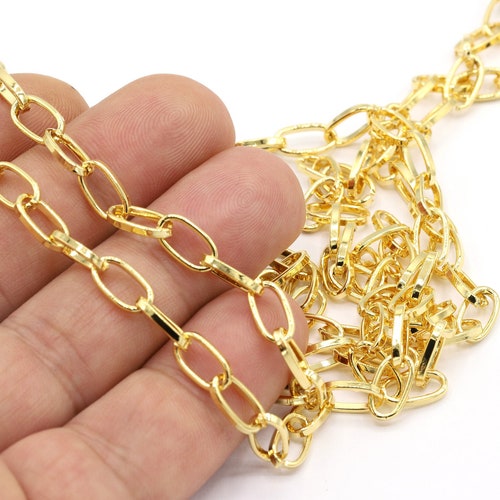 9x33mm 24 K Shiny Gold Plated Rectangle Chain Bulk Chains Etsy