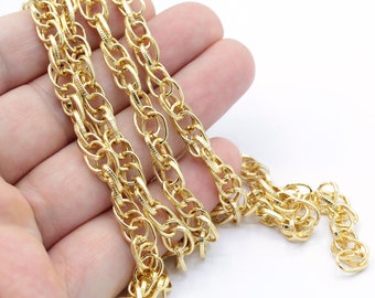 6x8mm 24 k Shiny Gold Plated Solid Brass Chains , Necklace Chain, Chooker Chains , Bracelet Chain - CHN423