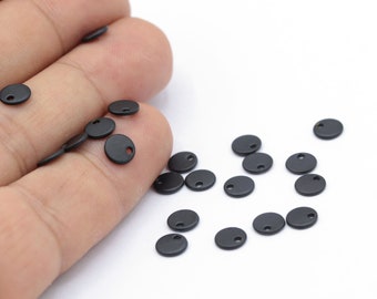 Black Plated Round Disc, Black color Stamping Blank , Coins , Black Disc 4 pcs 6mm -TS826