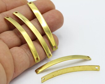 5 x 50 mm Rohes Messing Gebogenes Rechteck - RAW67