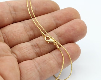 0,6mm 24 k Shiny Gold Plated Finished Chain, Finished Necklace, Gold Plated Ready-Made Necklace, Gold Plated Snake Chain - GLD667