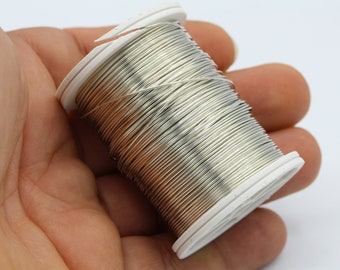 1 Reel ( 20meters  ) 0,6mm ( 23 gauge ) Silvere Tone Copper Wire , Round Half Hard Wire , Wrapping Wire- MB50