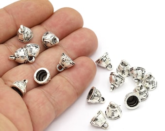 10mm Painted silver Plated Bead Caps , Cord End , Cord Tip , Solid End Cap, Tassel Cap, Painted silver Plated Findings - TS639