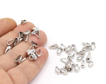 Rhodium Plated  Pendant Bail, Silver Color Chain Bail, Necklace Bail, Pendant Hanger, 9.5mm - RDM90