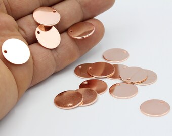 16mm Rose Gold Plated Round Disc , Stamping Blank , Coins - RSG12