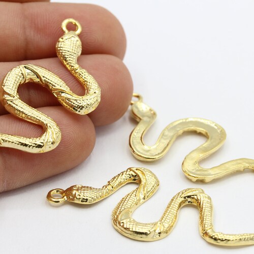 24 K Shiny Gold Plated Snake Charm Zirconia 17x51mm GLD908 Etsy