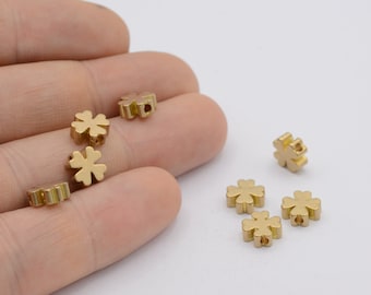 8mm Raw brass Clover Beads , Spacer Beads  - RAW-413