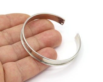 8x155mm Rhodium Plated Channel Size 5,7mm Rhodium Plated Cuff Bangle, Bracelet Bangle, Cuff Channel Bracelet, Rhodium Plated  - RDM336