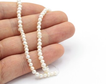 Colar de pérolas brancas AAA de 3 mm, pérolas de água doce em formato de pepita irregular, pérola verdadeira, BK267