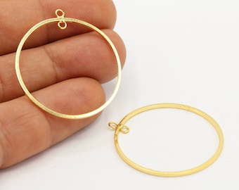35 mm 24 k glänsande guldpläterade örhängen, Örhängesdetaljer, Creoler, Halsbandsdetaljer - GLD622