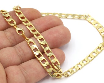 6 mm 24 k Shiny Gold Plated Finished Chain, Finished Necklace, Gold Plated Ready-Made Necklace, Gold Plated Soldered Chain - GLD1990