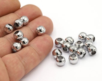 8mm Rhodium Plated Spacer Beads, Ball Beads, Rhodium Ball Beads, Rhodium Plated Ball, Jewelry Making, Necklace Findings - RDM896