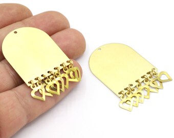 Colgante de latón en bruto de 28 x 35 mm, con múltiples agujeros, pendiente de latón en bruto, colgantes de collar de latón en bruto, componentes para pendientes, pendiente de corazón, colgante de corazón - RAW548-1