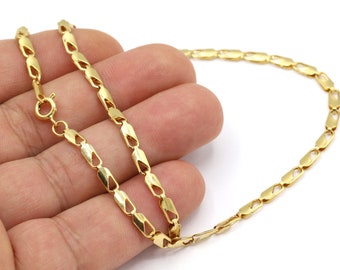 3 mm 24 k Shiny Gold Plated Finished Chain, Finished Necklace, Gold Plated Ready-Made Necklace, Gold Plated Soldered Chain - GLD1988