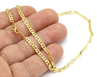 3 mm 24 k Shiny Gold Plated Finished Chain, Finished Necklace, Gold Plated Ready-Made Necklace, Gold Plated Soldered Chain - GLD1995