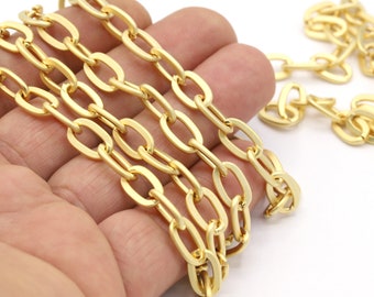 7x12mm 24 k Mat Gold Plated  chain , Mat Gold Plated handmade chain, Mat Gold Bulk Chains, Mat Gold Plated Necklace Chains, - CHN466