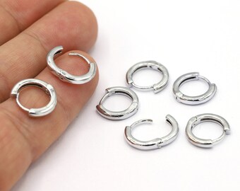 13mm Rhodium Plated Earring Findings, Dainty Hoops, Rhodium Earring Clasps, Rhodium Earring Earlier, Earring Leverback, Earrings - RDM877