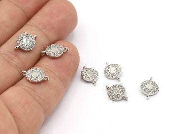 8x12,5mm Rhodium Plated CZ Micro Pave Pole Star Bracelet,CZ Pave North Star Charms,Cubic Zirconia Charms,Pave Star Bracelet Findings - CZ102