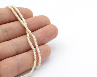 Colar de pérolas brancas AAA de 2 mm, pérolas de água doce em formato de pepita irregular, pérola verdadeira, BK268