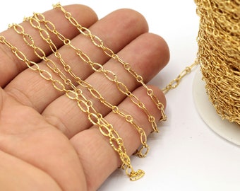 3x6mm 24 k Shiny Gold Plated Oval Chains , Soldered Chains , Oval Rolo Chains - CHN382