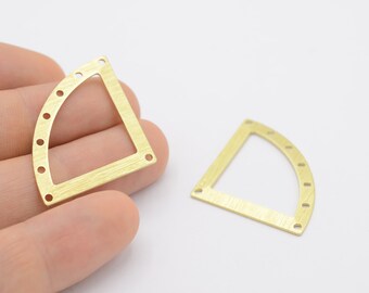 27x40 Raw brass  Geometric Charm ,  Textured Blanks ,  With 8 Hole  - RAW-388