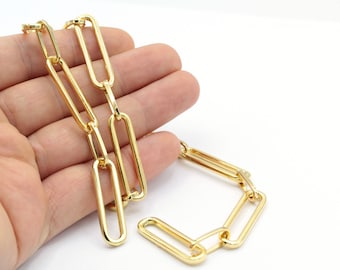 9x33mm 24 k Shiny Gold Plated  chain , Bulk Chains - CHN339