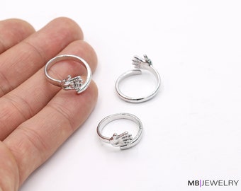 Rodiumpläterade justerbara ringinfattningar, handring, Bazelringar, Ringämnesbas med, Innermått 17 mm - RDM680
