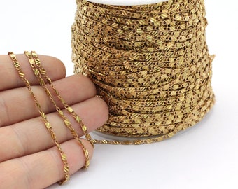 2x6mm Raw Brass Curb Chains , Soldered Chains , Bar Chains - CHN332