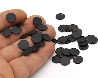 10mm Black Plated Textured Round Stamping Blanks,  Round Disc Charms, Round Disc, Black Plated Disc Charms, Stamping Blanks, Disc - TS827