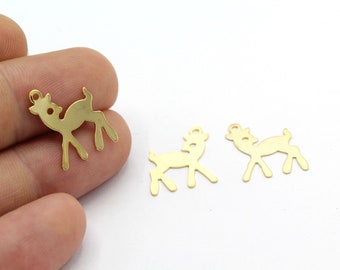 13x17 mm Charms de cerf en plaqué or brillant 24 carats, accessoires de collier, collier de Noël, cadeaux de Noël, GLD447