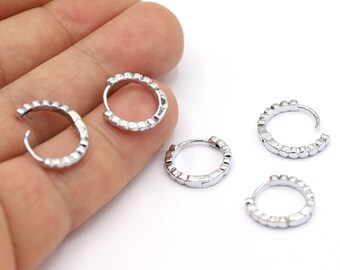 15mm Rhodium Plated Earring Findings, Dainty Hoops, Rhodium Earring Clasps, Rhodium Earring Earlier, Earring Leverback, Earrings - RDM873