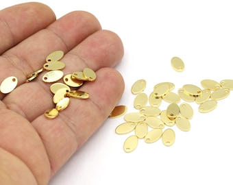 10 pcs 5x9mm 24 K Shiny Gold Plated Oval Disc Charms, Oval Disc Pendants, Gold Plated Oval Pendants, Coins, Gold Coins,Oval Coins  - GLD2032