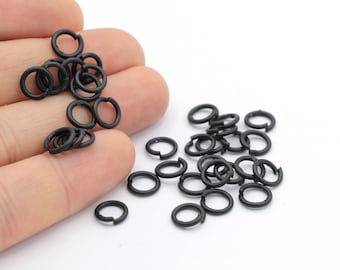 1,2x8mm Black Plated Jump Rings , Connectors - TS760