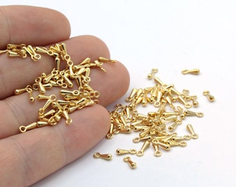 2,5x7mm 24 k Shiny Gold Plated Drop Charms Mini Drop Pendant,Drop Charms,Teardrop Beads,Shiny Gold Drop Beads, Gold Plated Findings - GLD716
