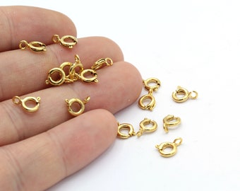 6mm 24 k Shiny Gold Plted Round Spring Clasp , High Quality Claw Clasp - GLD407