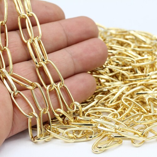 9x33mm 24 K Shiny Gold Plated Rectangle Chain Bulk Chains Etsy