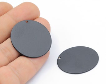Black Plated Round Disc, Black color Stamping Blank , Coins , Black Disc 1 pcs 32 mm - TS819