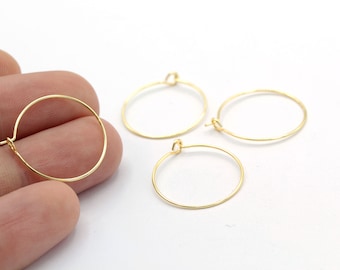 20mm 24 k Shiny Gold Plated Earring Hoops , Circle earrings , Ear Wires - GLD414