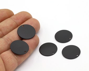 20mm Black Plated Round Disc, Stamping Blank, Coins, Black Plated Charms, Black Plated Coins, Stamping Blanks, Round Disc Charms - TS829