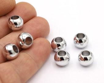 12mm Rhodium Plated Spacer Beads, Ball Beads, Rhodium Plated Beads, Rhodium Plated Charms, Ball Findings, Rhodium Plated Ball - RDM891