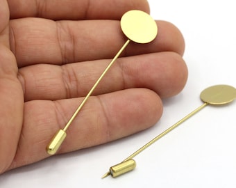63mm Raw Brass Brooch Pins ,  Stick Pins - RAW200