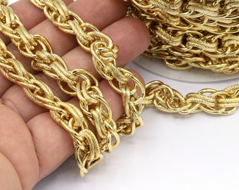 10x14mm 24 K Shiny Gold Plated Solid Brass Chains, Necklace Chains, Chooker Chains, Bracelet Chain, Necklace Findings - CHN519