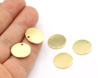 1x16 mm 24 k Shiny Gold Plated Round Disc , Stamping Blank , Coins, Gold Plated Charms, Gold Plated laser engraving Disc, - GLD1763
