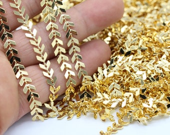 Arrow Chains 6mm Raw Brass Chevron Chains CHN83