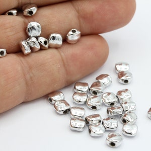 6mm Rhodium Plated Square Spacer Beads , Rondelle Beads , Geometric Beads, Necklace And Bracelet Findings  - RDM444