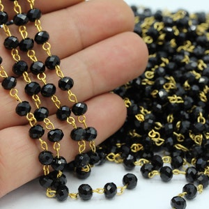 5,5mm 24 k Shiny Gold Plated Wire Wrapped Rosary Chains , Crystal Chains , Foot Chains , Beads Chain , Necklace Findings - CHN202