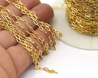 2x5mm 24 K Shiny Gold Plated Oval Chains, Soldered Chains, Oval Rolo Chains, Gold Plated Necklace Chains, Necklace Chains - CHN284