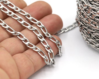 Cadena rectangular de acero de 5 x 11 mm, cadenas a granel, cadenas de acero hechas a mano, componentes para collares, pulseras, cadenas de acero inoxidable - CHN591